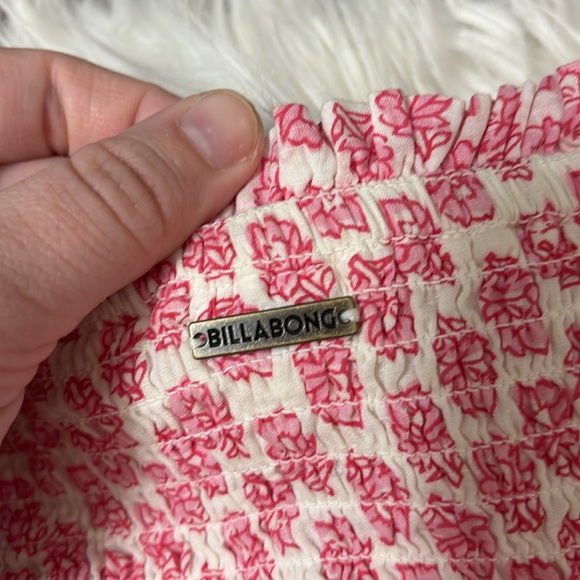 Billabong Light Flaws Floral Eyes On You Ruffle Skirt Smocked Pink White Size S - Picture 8 of 12